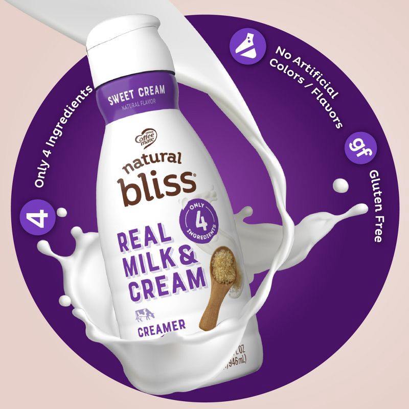 slide 3 of 9, Coffee mate Natural Bliss Sweet Cream Creamer - 32 fl oz (1qt), 32 fl oz, 1 qt