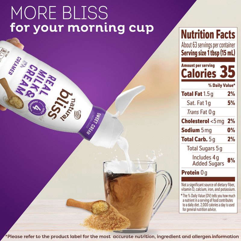 slide 4 of 9, Coffee mate Natural Bliss Sweet Cream Creamer - 32 fl oz (1qt), 32 fl oz, 1 qt