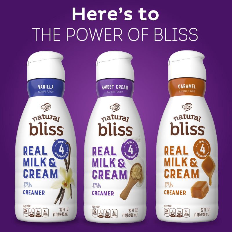 slide 5 of 9, Coffee mate Natural Bliss Sweet Cream Creamer - 32 fl oz (1qt), 32 fl oz, 1 qt