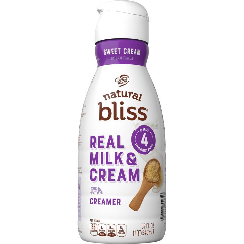 slide 7 of 9, Coffee mate Natural Bliss Sweet Cream Creamer - 32 fl oz (1qt), 32 fl oz, 1 qt