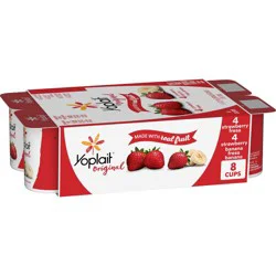 Yoplait Original Strawberry and Strawberry Banana Yogurt - 8pk/6oz Cups: Low Sodium, Gluten-Free