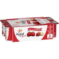 Yoplait Original Strawberry and Strawberry Banana Yogurt - 8pk/6oz Cups: Low Sodium, Gluten-Free