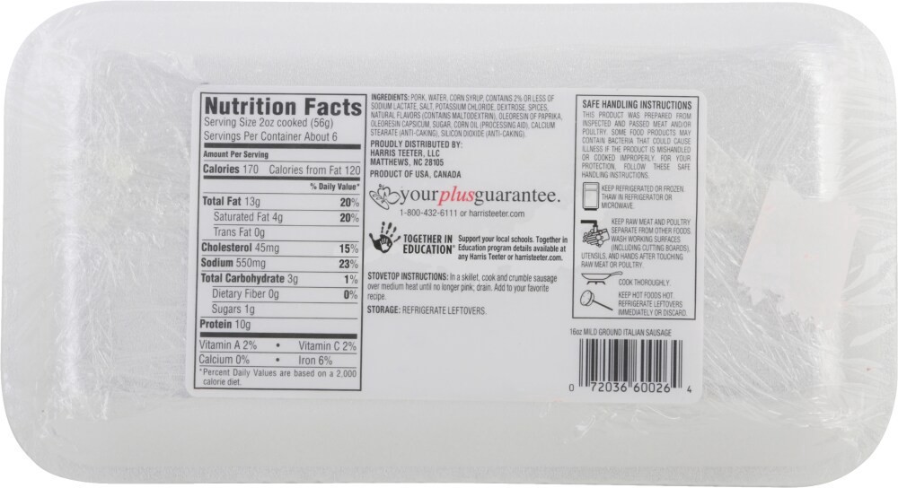 slide 2 of 2, Harris Teeter™ Mild Italian Ground Sausage, 16 oz