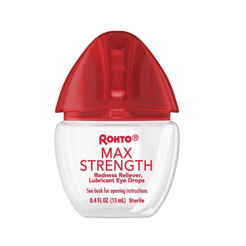 slide 9 of 10, Rohto Max Strength Redness Reliever, Lubricant Eye Drops, Redness & Dry Eye Symptom Relief - 0.4 fl oz, 0.4 fl oz