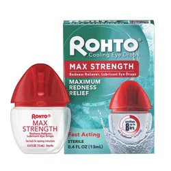 Rohto Max Strength Redness Reliever, Lubricant Eye Drops, Redness & Dry Eye Symptom Relief - 0.4 fl oz