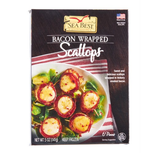 slide 1 of 1, Sea Best® frozen bacon wrapped scallops, 5 oz