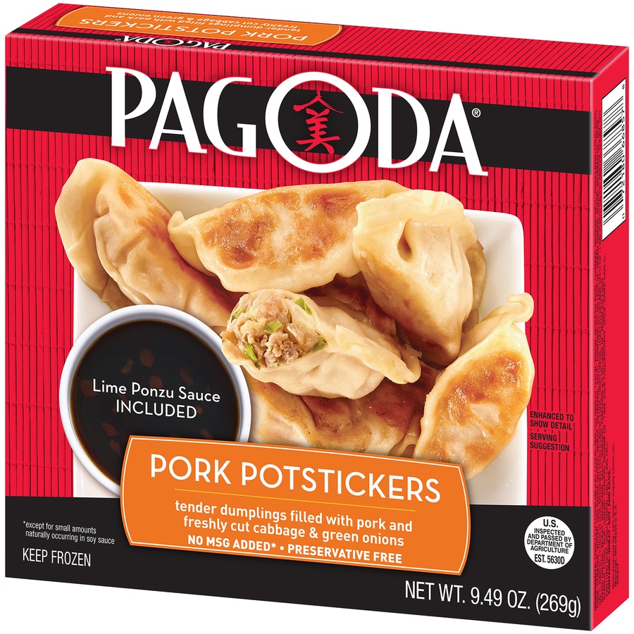 slide 3 of 8, Pagoda Express Pork Potstickers, 9.49 oz