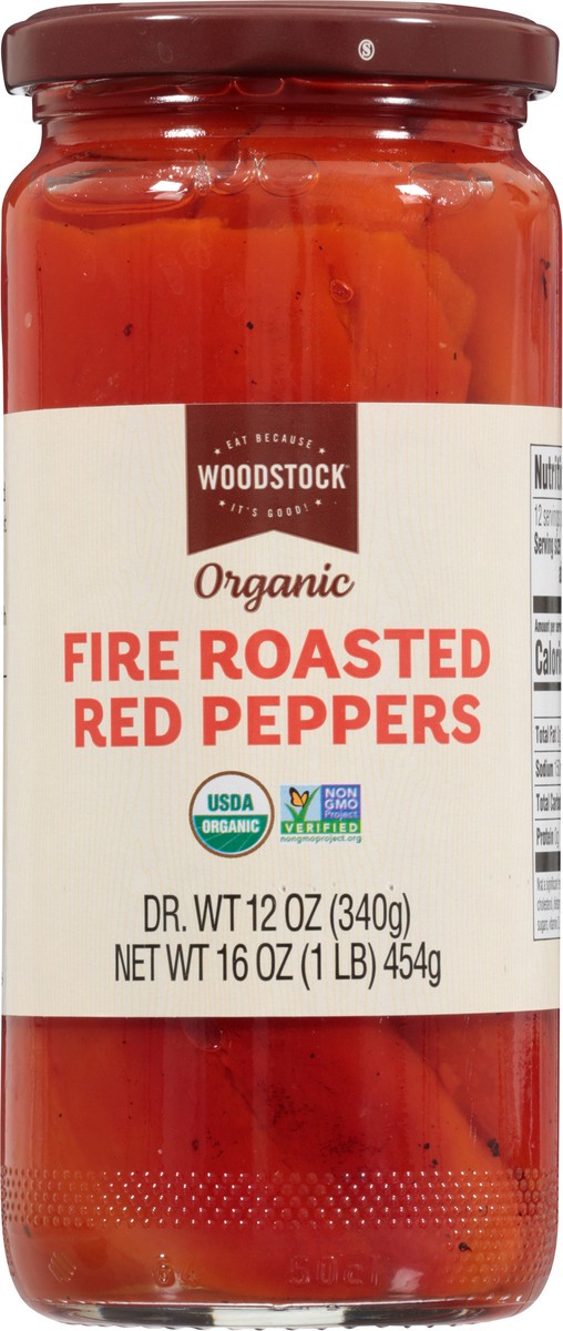 slide 9 of 13, Woodstock Organic Roasted Red Peppers - 16 oz, 16 oz