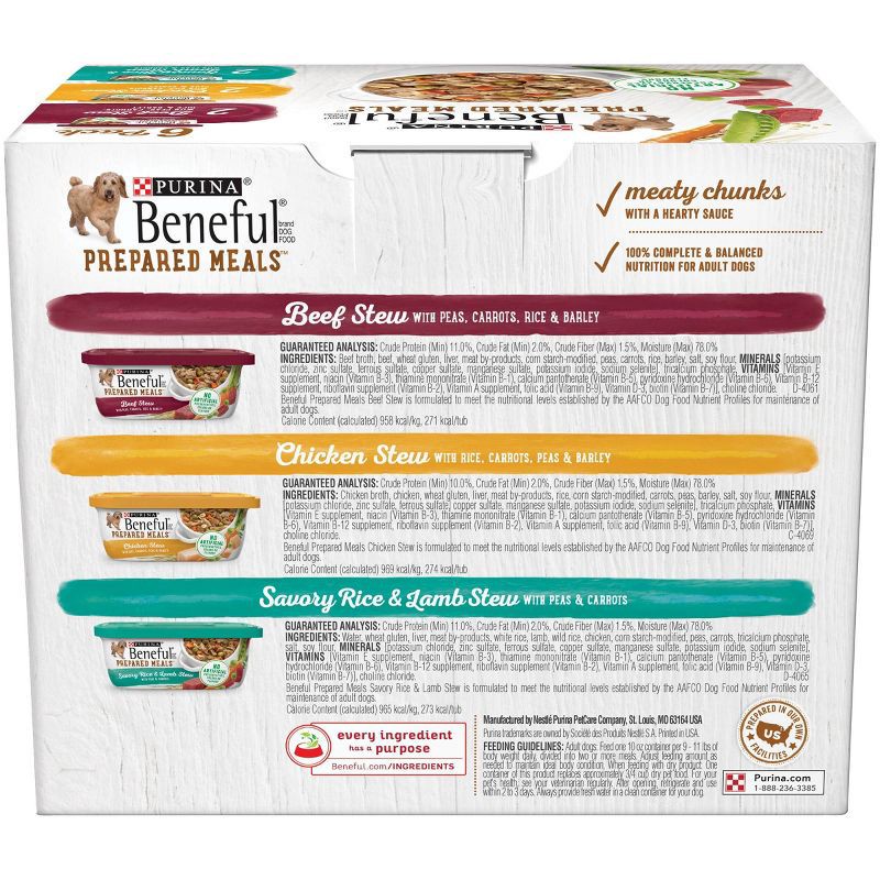 slide 2 of 4, Purina Beneful Prepared Meals Lamb, Chicken & Beef Stew Wet Dog Food - 10oz/6ct Variety Pack, 6 ct; 10 oz