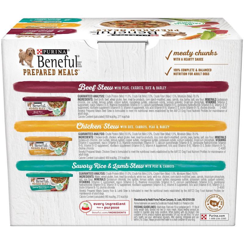 slide 2 of 15, Purina Beneful Prepared Meals Lamb, Chicken & Beef Stew Wet Dog Food - 10oz/6ct Variety Pack, 6 ct; 10 oz
