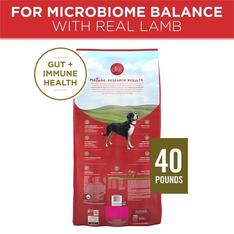 slide 9 of 11, Purina ONE SmartBlend Natural Dry Dog Food with Rice and Lamb - 40lbs, 40 lb