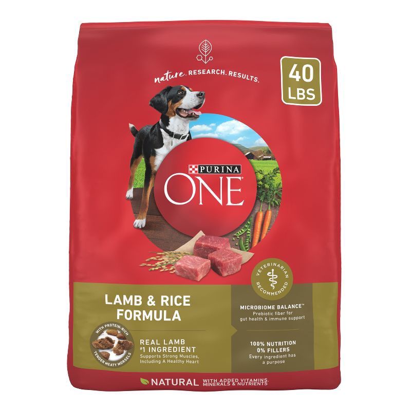 slide 1 of 7, Purina ONE SmartBlend Natural Dry Dog Food with Rice and Lamb - 40lbs, 40 lb