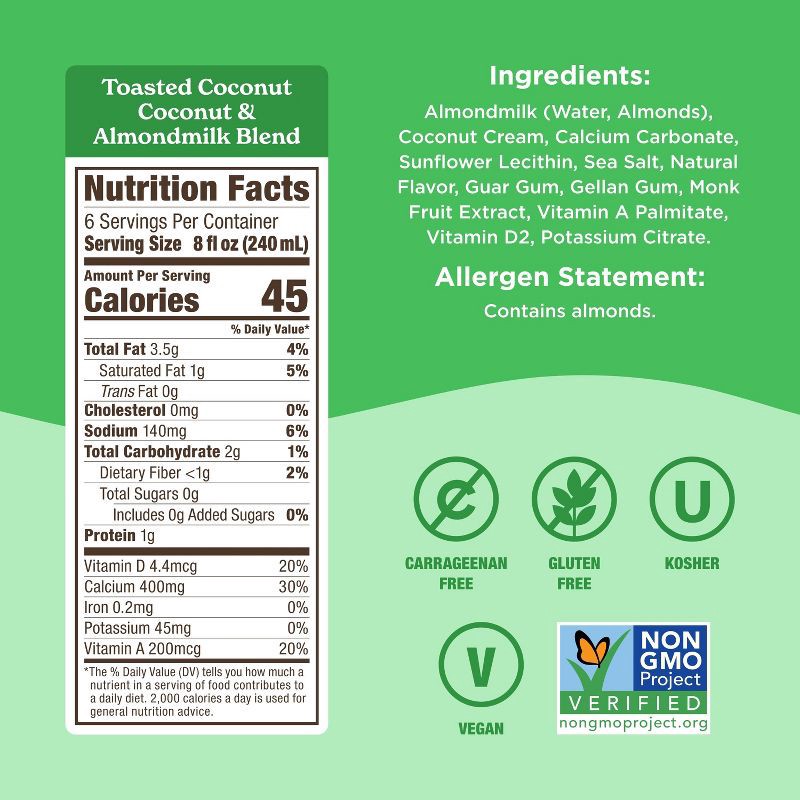 slide 6 of 9, Califia Farms Toasted Coconut Almond Milk - 48 fl oz, 48 fl oz