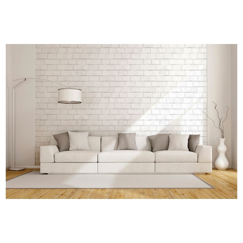 slide 11 of 11, Textured Brick Peel & Stick Wallpaper White - Threshold™: Vinyl, Self-Adhesive, Classic Pattern, 27.5 Sq Ft Coverage, 27.5 sq ft