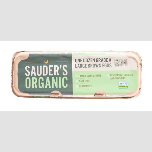 slide 1 of 1, Sauder's organic large brown eggs, Grade A, 12 ct