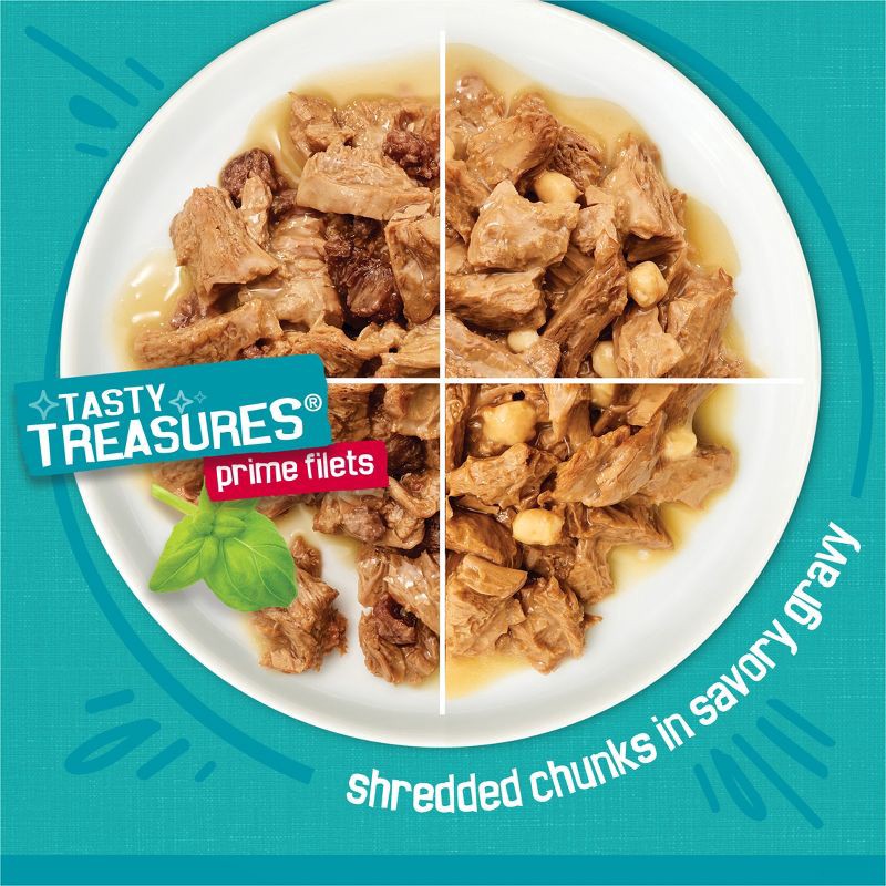 slide 3 of 9, Purina Friskies Tasty Treasures Prime Filets Ocean Fish, Chicken & Turkey Wet Cat Food - 5.5oz/24ct Variety Pack, 24 ct; 5.5 oz