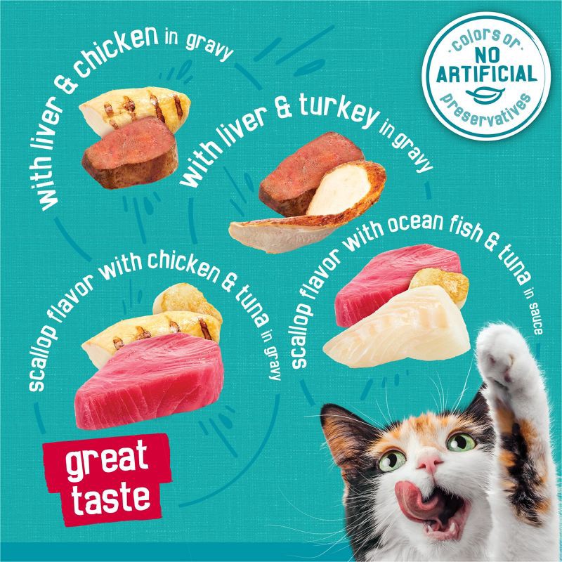 slide 4 of 9, Purina Friskies Tasty Treasures Prime Filets Ocean Fish, Chicken & Turkey Wet Cat Food - 5.5oz/24ct Variety Pack, 24 ct; 5.5 oz