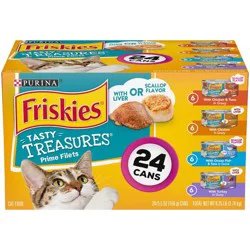 Purina Friskies Tasty Treasures Prime Filets Ocean Fish, Chicken & Turkey Wet Cat Food - 5.5oz/24ct Variety Pack