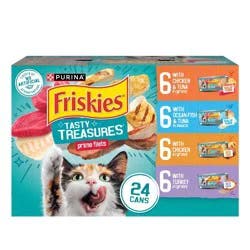 Purina Friskies Tasty Treasures Prime Filets Ocean Fish, Chicken & Turkey Wet Cat Food - 5.5oz/24ct Variety Pack