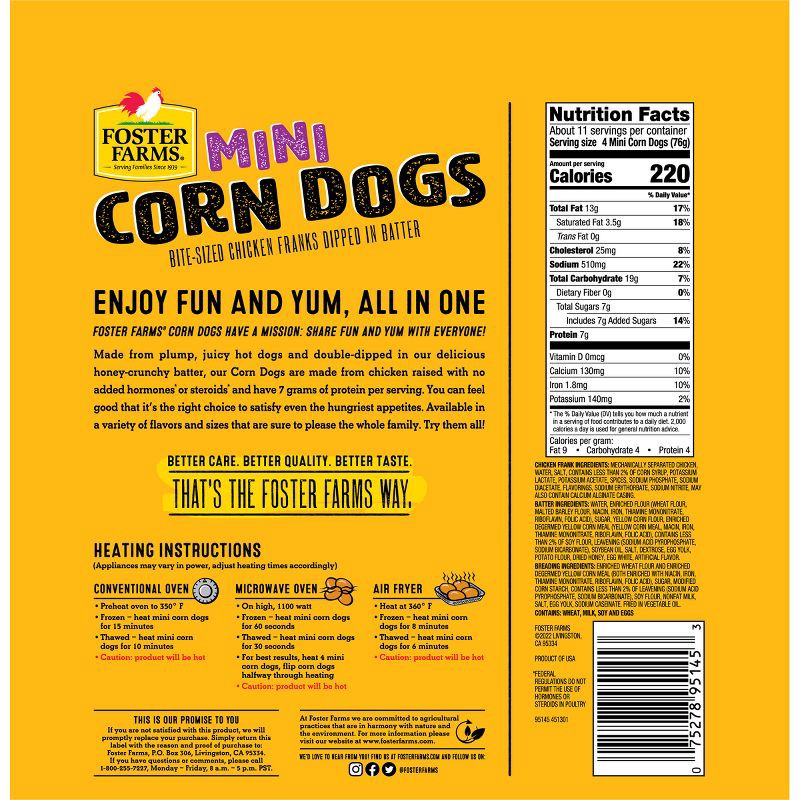 slide 2 of 10, Foster Farms Mini Corn Dogs - Frozen - 29.3oz/40ct, 29.3 oz, 40 ct