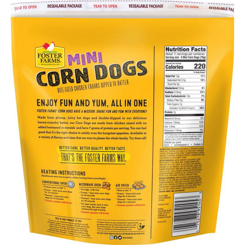 slide 9 of 10, Foster Farms Mini Corn Dogs - Frozen - 29.3oz/40ct, 29.3 oz, 40 ct