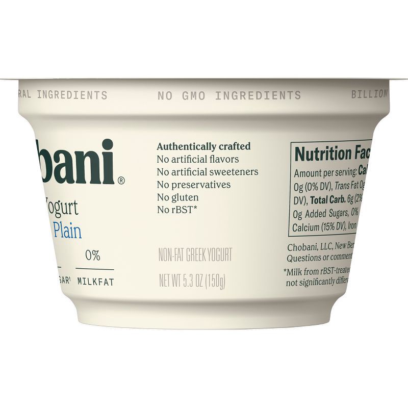slide 6 of 6, Chobani Plain Nonfat Greek Yogurt - 14g Protein 5.3oz, 14 gram, 5.3 oz