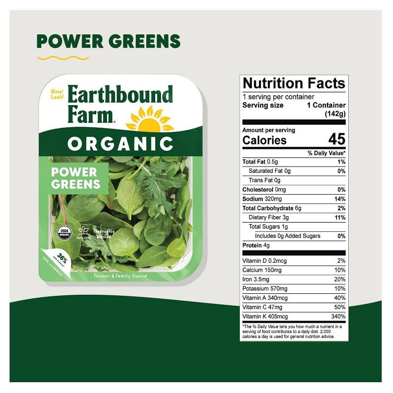 slide 2 of 3, Earthbound Farm Organic Power Greens Salad Mix - 5oz, 5 oz