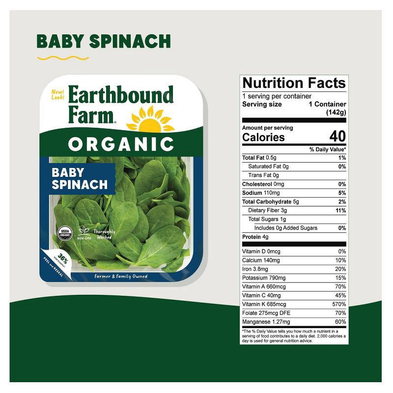 slide 2 of 3, Earthbound Farm Organic Baby Spinach - 5oz, 5 oz