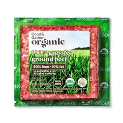 Organic 100% Grassfed 90/10 Ground Beef - 1lb - Good & Gather™