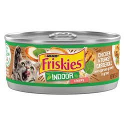 Purina Friskies Indoor Wet Cat Food Chunky Chicken & Turkey Casserole with Garden Greens In Gravy - 5.5oz