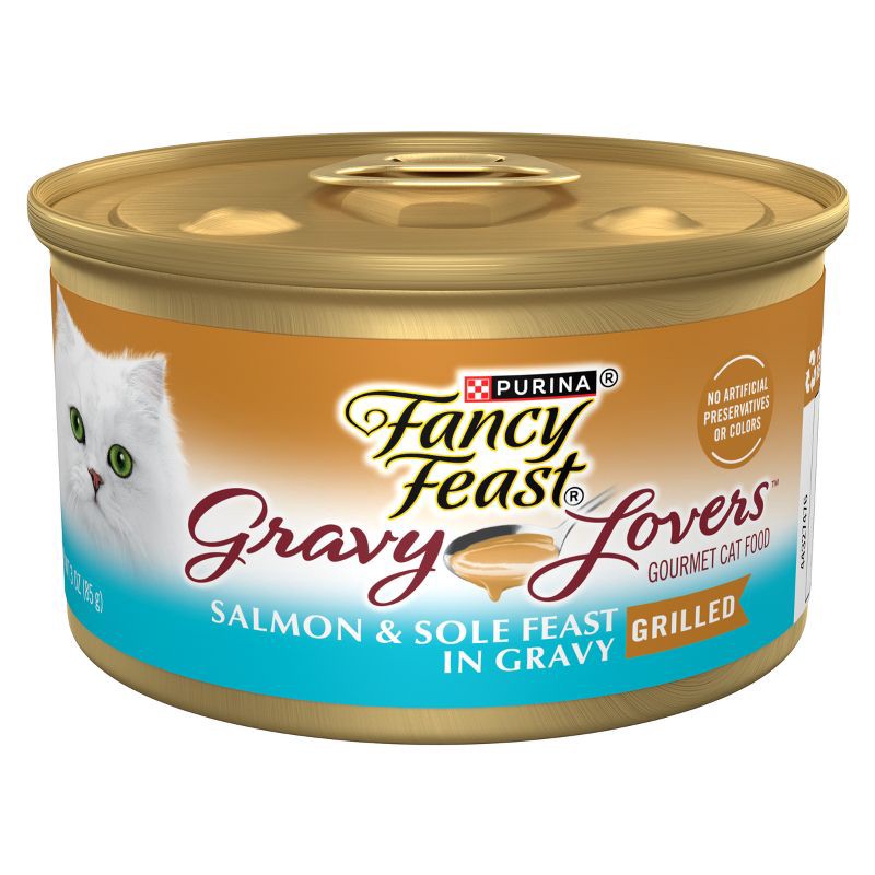 slide 1 of 5, Purina Fancy Feast Gravy Lovers Gourmet Wet Cat Food Salmon & Sole Feast In Seared Fish Flavor Gravy - 3oz, 3 oz