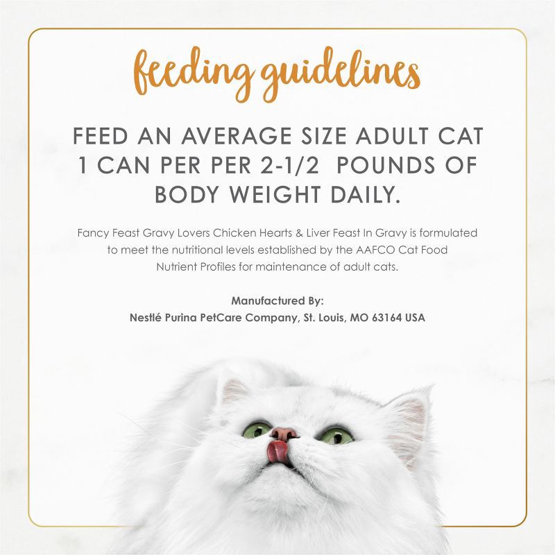 slide 8 of 9, Purina Fancy Feast Gravy Lovers Gourmet Wet Cat Food Chicken Hearts & Liver Feast In Grilled Chicken Flavor Gravy - 3oz, 3 oz