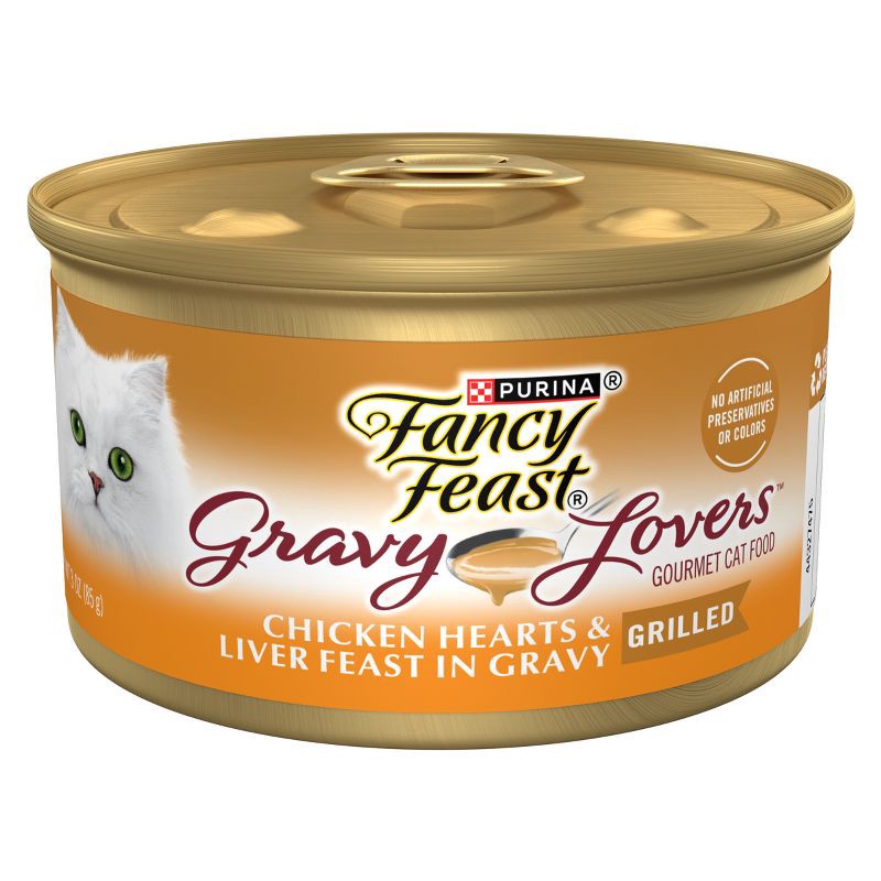 slide 1 of 5, Purina Fancy Feast Gravy Lovers Gourmet Wet Cat Food Chicken Hearts & Liver Feast In Grilled Chicken Flavor Gravy - 3oz, 3 oz