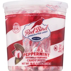 Red Bird Holiday Soft Peppermint Puffs Gift Tub