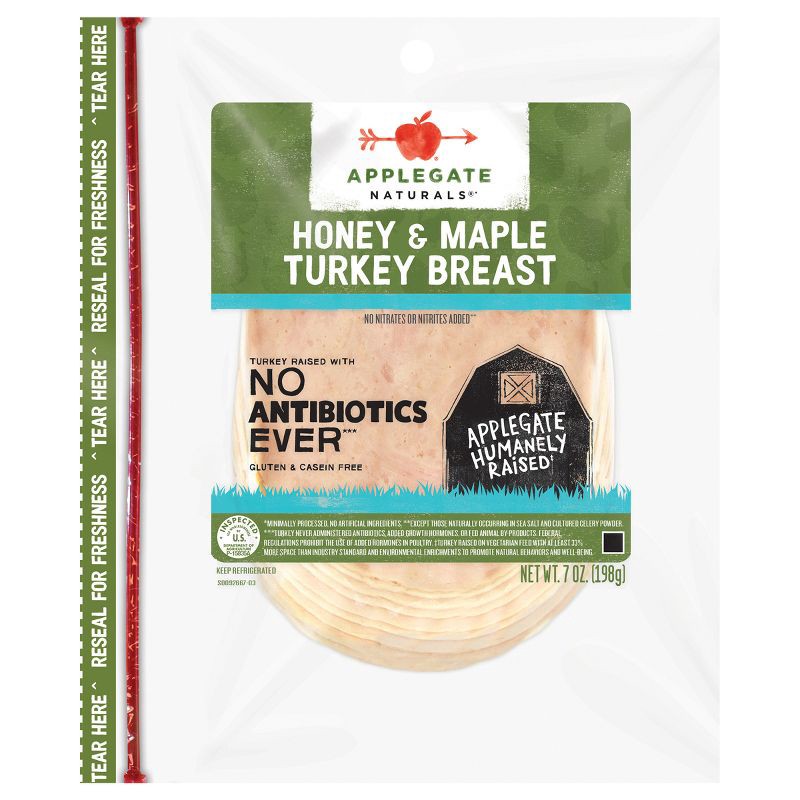slide 1 of 6, Applegate Farms Applegate Natural Honey & Maple Turkey Breast - 7oz, 7 oz