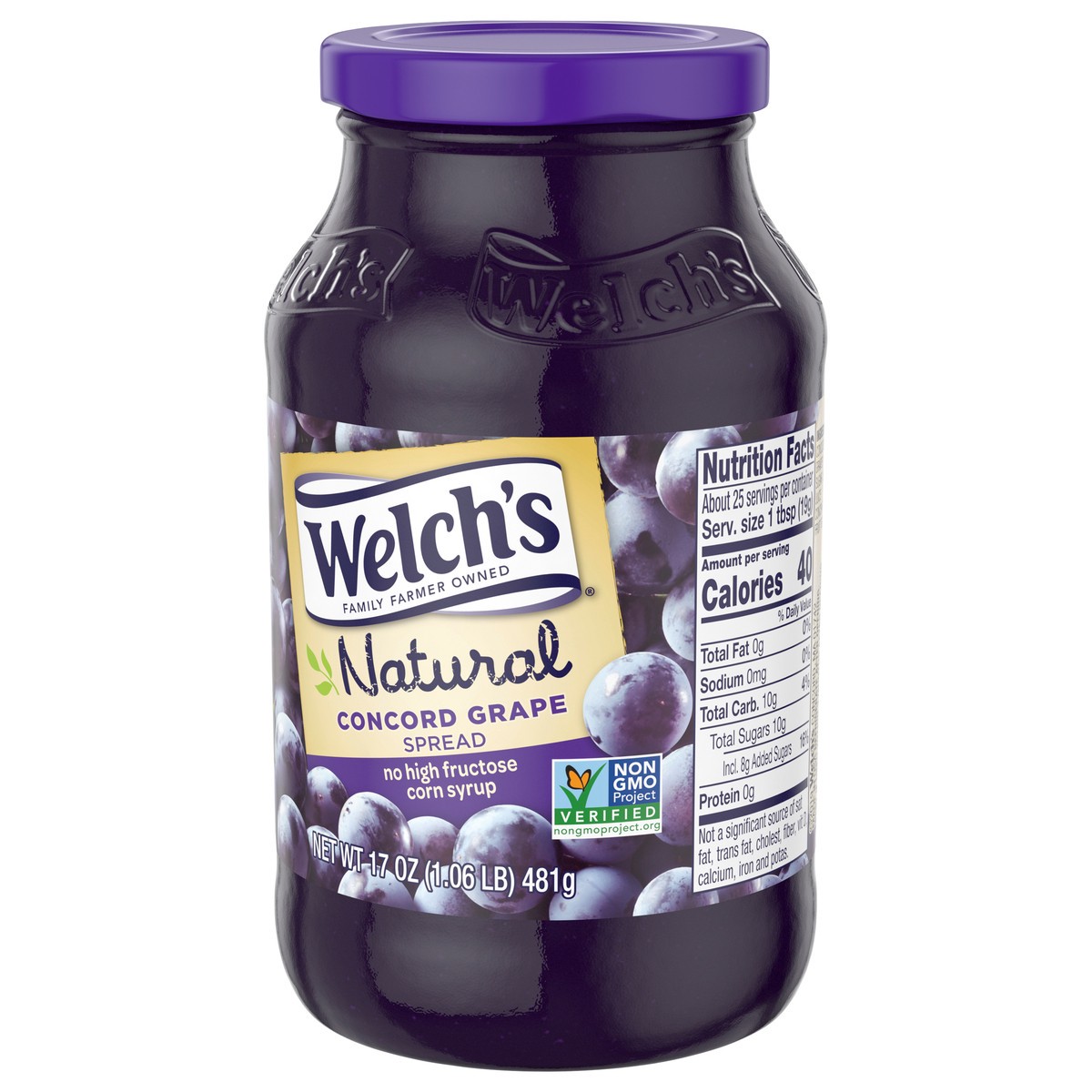 slide 3 of 5, Welch's Natural Concord Grape Spread, 17 oz Jar, 17 oz