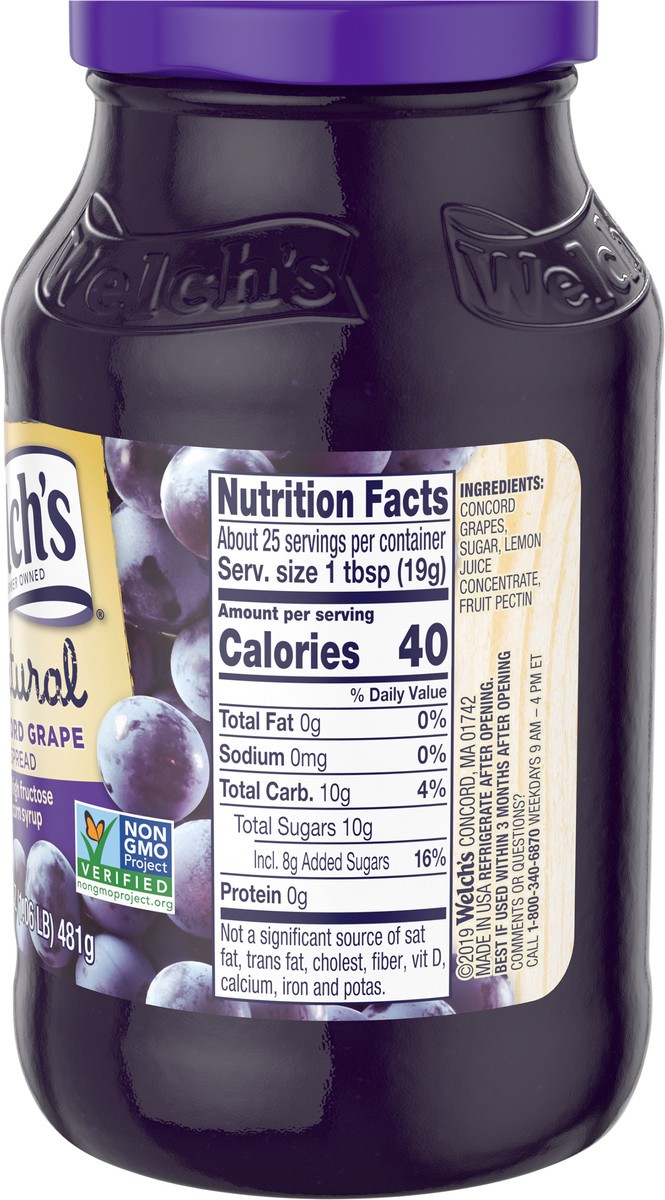 slide 2 of 5, Welch's Natural Concord Grape Spread, 17 oz Jar, 17 oz