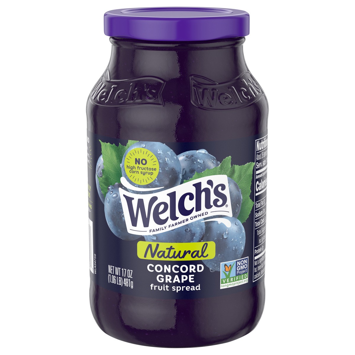 slide 1 of 5, Welch's Natural Concord Grape Spread, 17 oz Jar, 17 oz