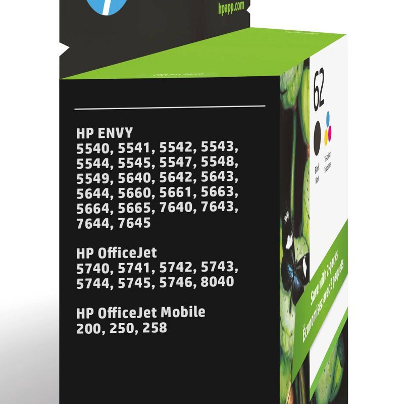 slide 2 of 8, HP Inc. HP 62 Ink Series - 2-pack Black/Tri-color Ink Cartridges, 1 ct