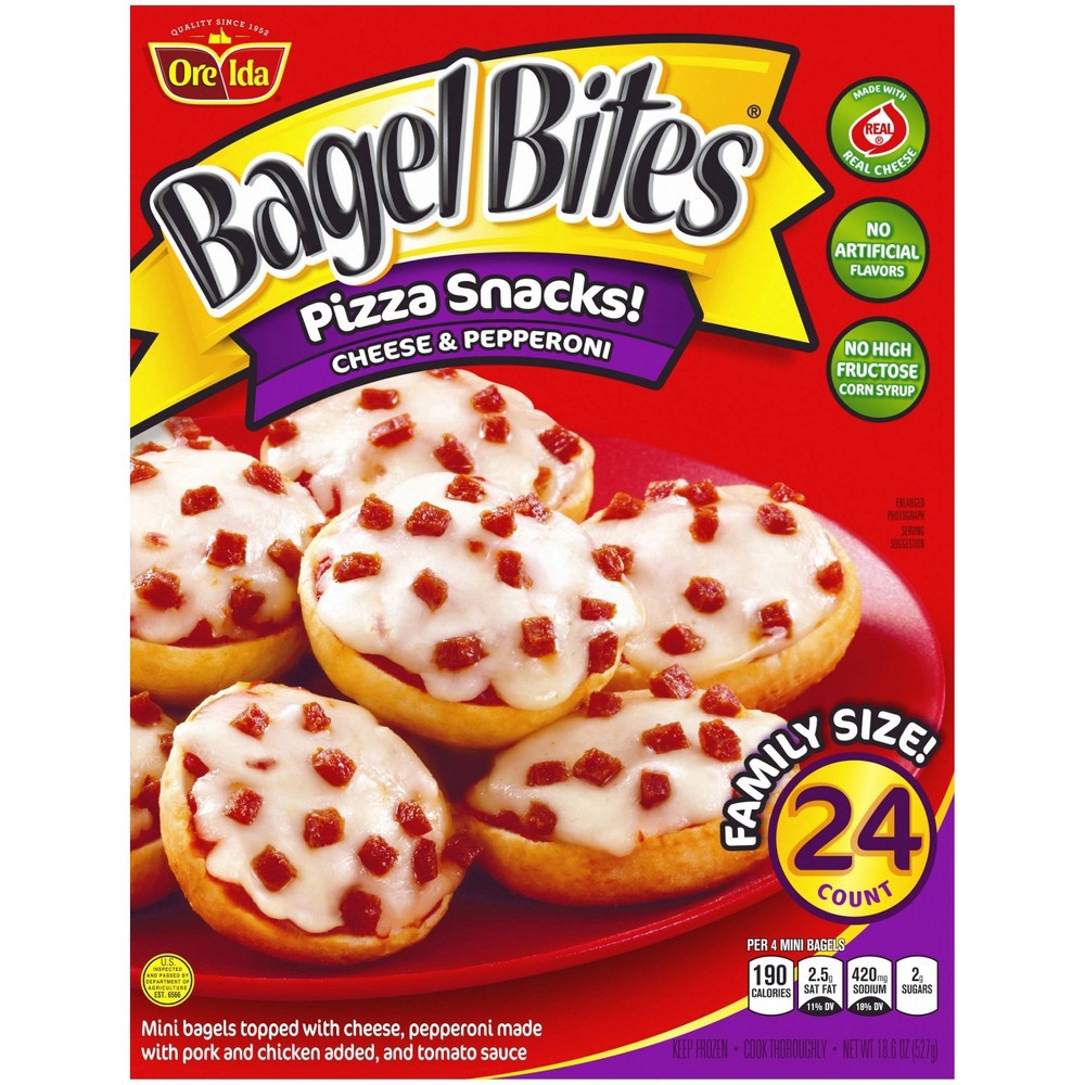 slide 5 of 12, Bagel Bites Cheese & Pepperoni Mini Pizza Bagel Frozen Snacks - 18.6oz/24ct, 18.6 oz, 24 ct