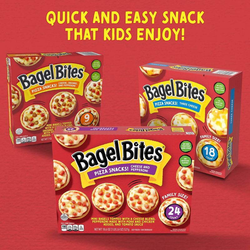 slide 7 of 14, Bagel Bites Cheese & Pepperoni Mini Pizza Bagel Frozen Snacks - 18.6oz/24ct, 18.6 oz, 24 ct