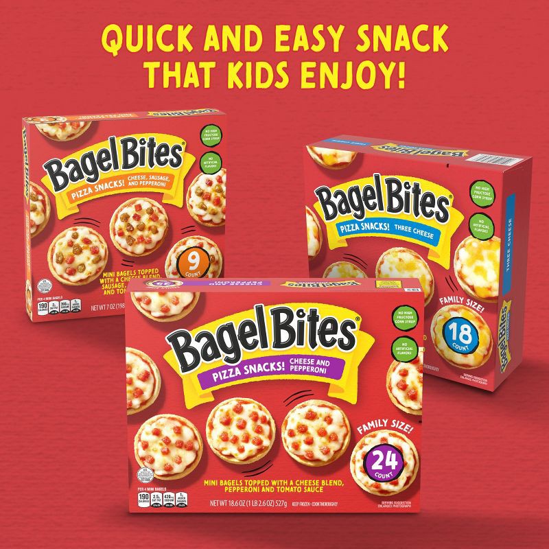 slide 13 of 14, Bagel Bites Cheese & Pepperoni Mini Pizza Bagel Frozen Snacks - 18.6oz/24ct, 18.6 oz, 24 ct