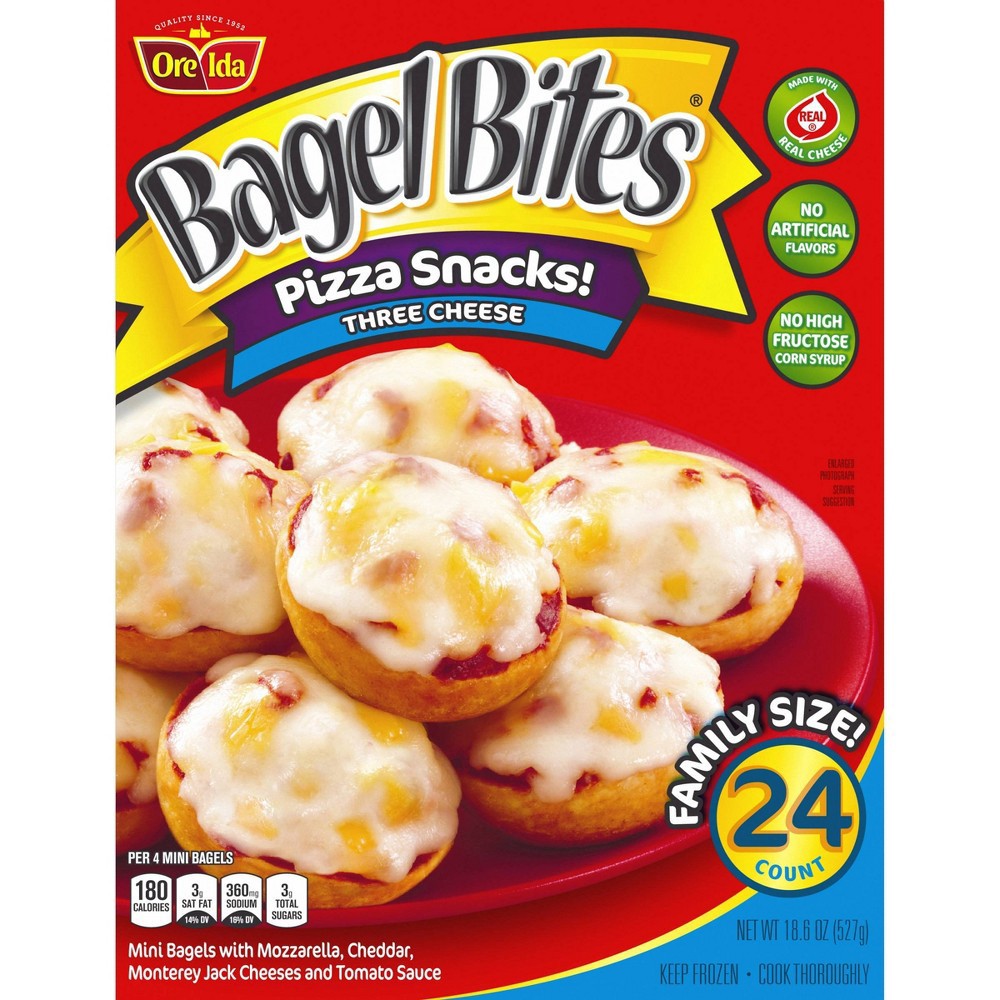 Bagel Bites Three Cheese Mini Pizza Bagel Frozen Snacks 18.6oz/24ct