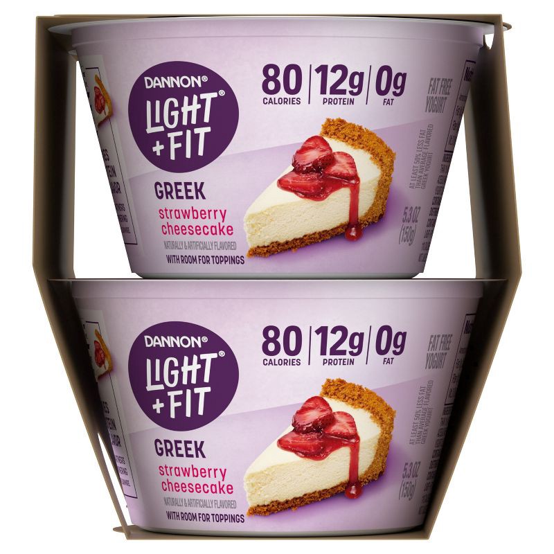 slide 13 of 13, Light + Fit Nonfat Gluten-Free Strawberry Cheesecake Greek Yogurt - 12g Protein 4ct/5.3oz Cups, 12 gram, 4 ct, 5.3 oz