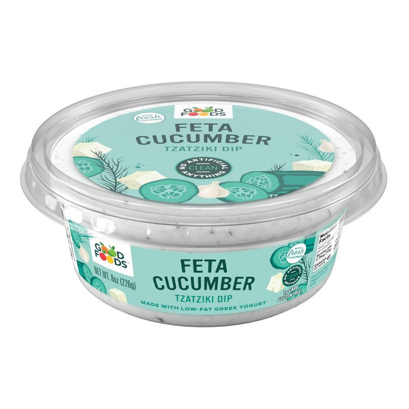 slide 3 of 9, Good Foods Feta Cucumber Tzatziki Dip - 8oz, 8 oz