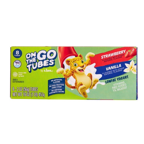 slide 1 of 1, on the go lowfat yogurt tubes, strawberry & vanilla, 16 oz