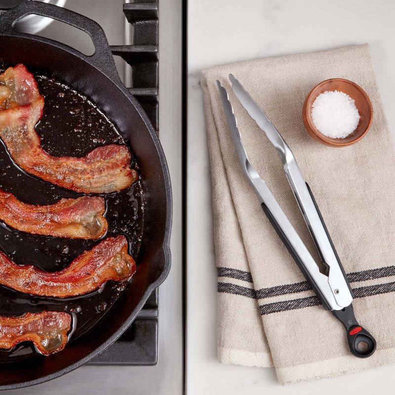 slide 3 of 3, OXO Softworks 9" Locking Tongs: Stainless Steel Kitchen & Cooking Tongs, Dishwasher-Safe, Black, 1 ct