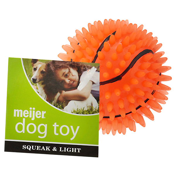 slide 1 of 2, Meijer Squeak & Light Spiky Sports Ball Dog Toy, Small, 1 ct