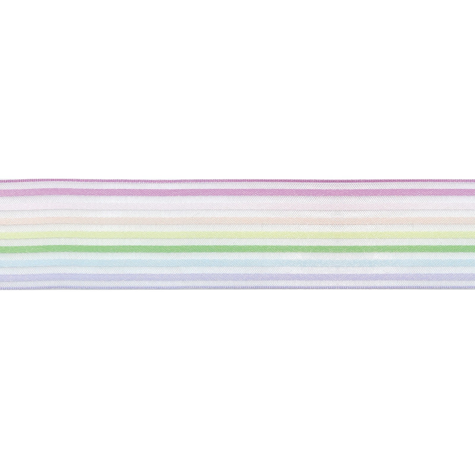 slide 2 of 5, 1.5" X 3yd. Pastel Rainbow Striped Wired Sheer Ribbon By Celebrate It 360°, 1.5 in x 3 yd