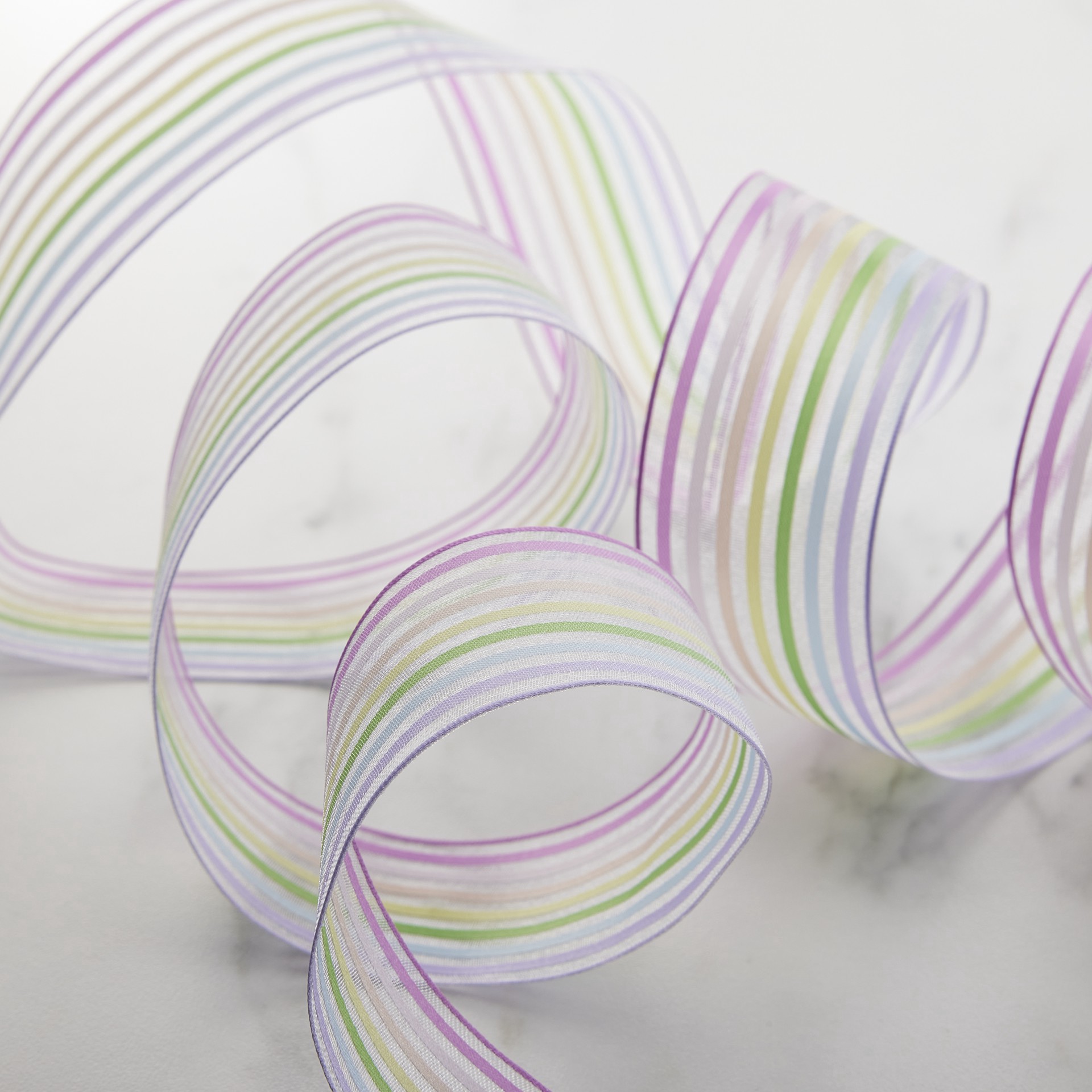 slide 3 of 5, 1.5" X 3yd. Pastel Rainbow Striped Wired Sheer Ribbon By Celebrate It 360°, 1.5 in x 3 yd